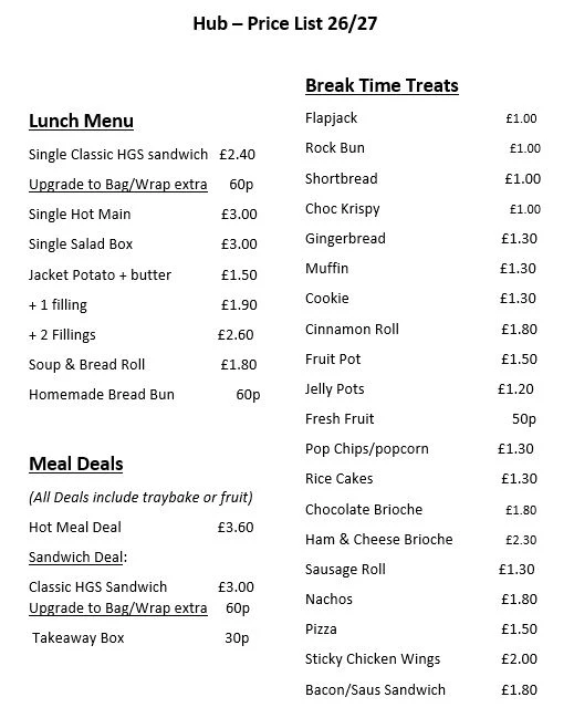 Hub Price List